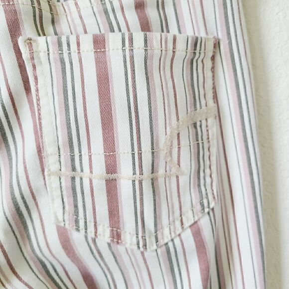 American Eagle Jeans Size 0 Women's Pants‎ Hi Rise Purple Ivory Black Striped - Picture 5 of 12
